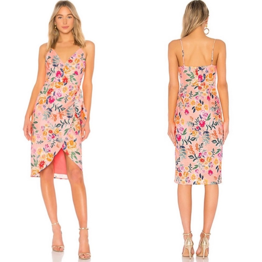 EUC - Lovers and Friends Orchid Floral Midi Dress - Coral